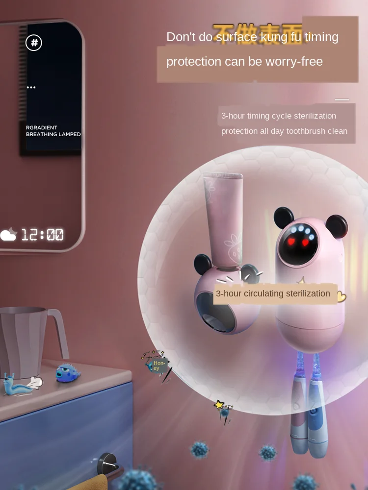 

Ultraviolet disinfection intelligent children electric tooth scaler cute wall hanging oral nasopharyngeal care punch-free shelf