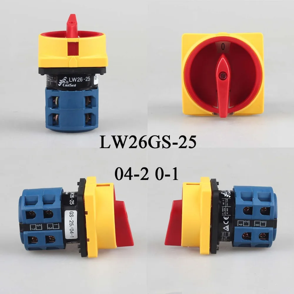 CANSEN LW26-25 CA20 Ith 25A навесной замок поворотный кулачковый переключатель ВЫКЛ-ВКЛ 0-1 2 положения 4 полюса 8 терминалов