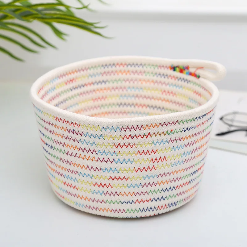 

Japanese thickened cotton thread color woven storage basket Nordic INS storage basket simple snacks storage basket