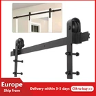 183200 см направляющая для раздвижной двери сарая, комплект оборудования, Черная Вешалка для двери сарая, система вешалки для дверей из углеродистой стали, направляющая для дверей шкафа, HWC