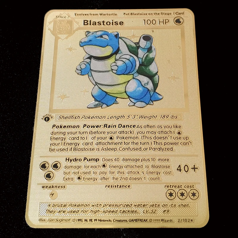 6 стилей листов Покемон металлические карты Blastoise серии Золотая коллекция карт подарок детская игровая коллекция карт