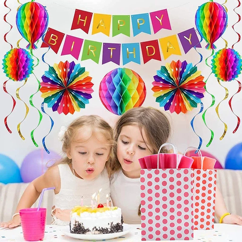 

5pcs small gift bags with handles Pink Dots Kraft Paper cute candy Bags for Kids Birthday Wedding Holiday Party favor Supplies