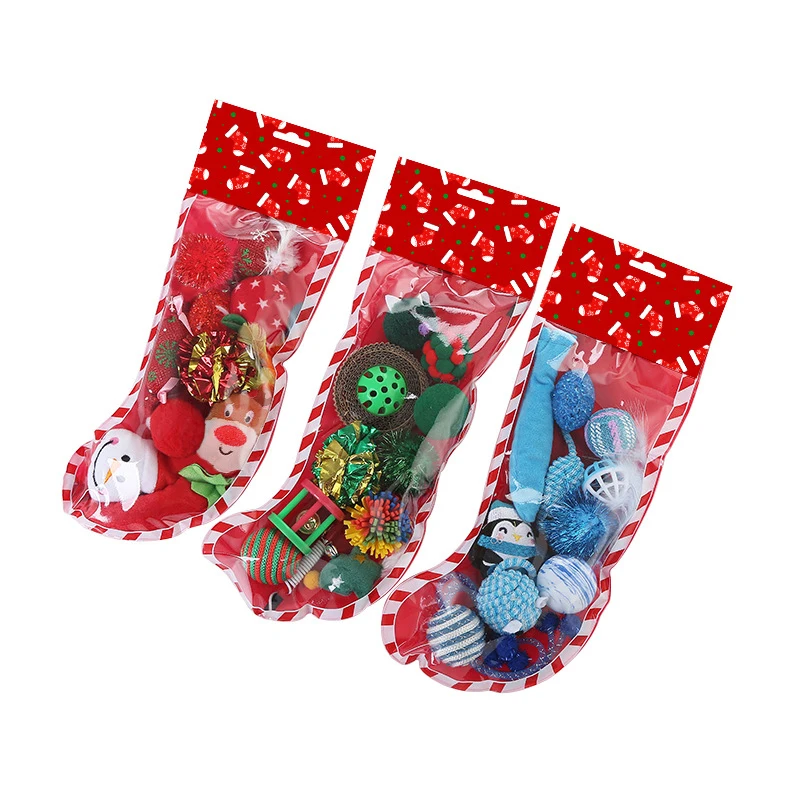 Рождественские носки игрушки для кошек набор из нескольких комбинаций игрушек