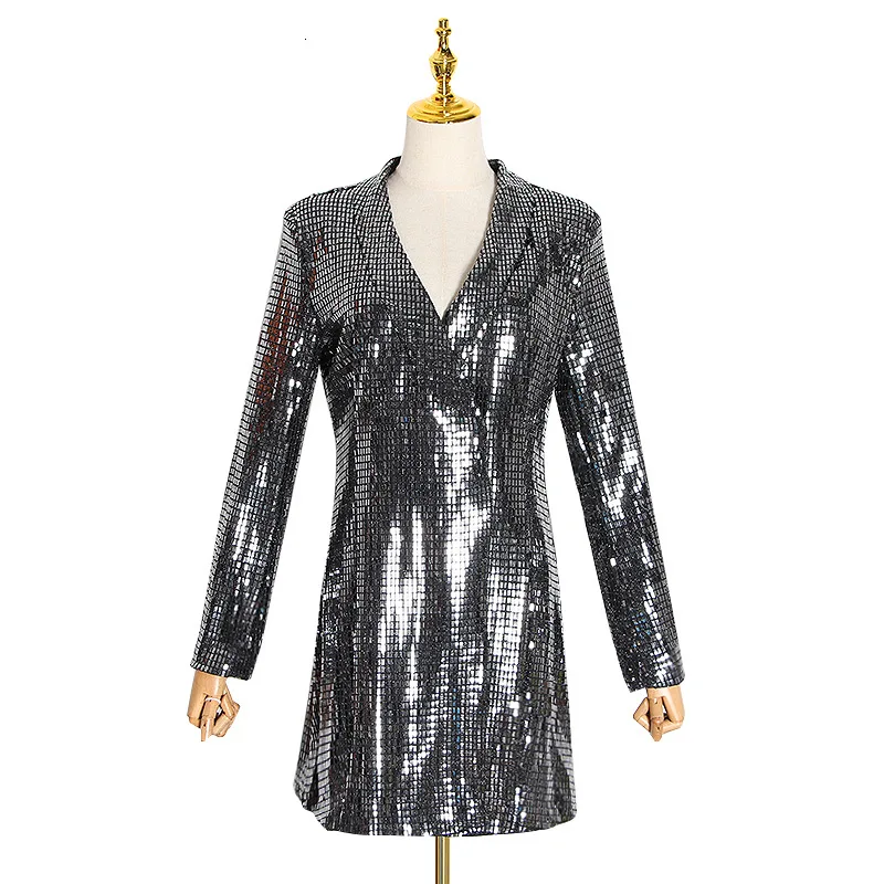 

Tide brand catwalk season new v-neck slim commuter sequin suit jacket women's fashion trend