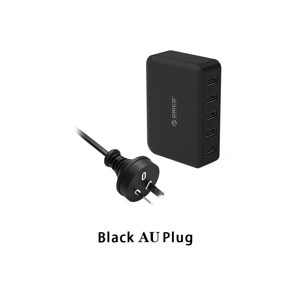 Black AU Plug ORICO USB Зарядное Устройство ABS 5 Порта 5 V 8A 40 Вт Телефон Планшетный Адаптер для iPhone 5 6 7 Galaxy S7 Xiaomi Mi 5 HTC 10 Телефон зарядное устройство - Тип штекера: Black AU Plug
