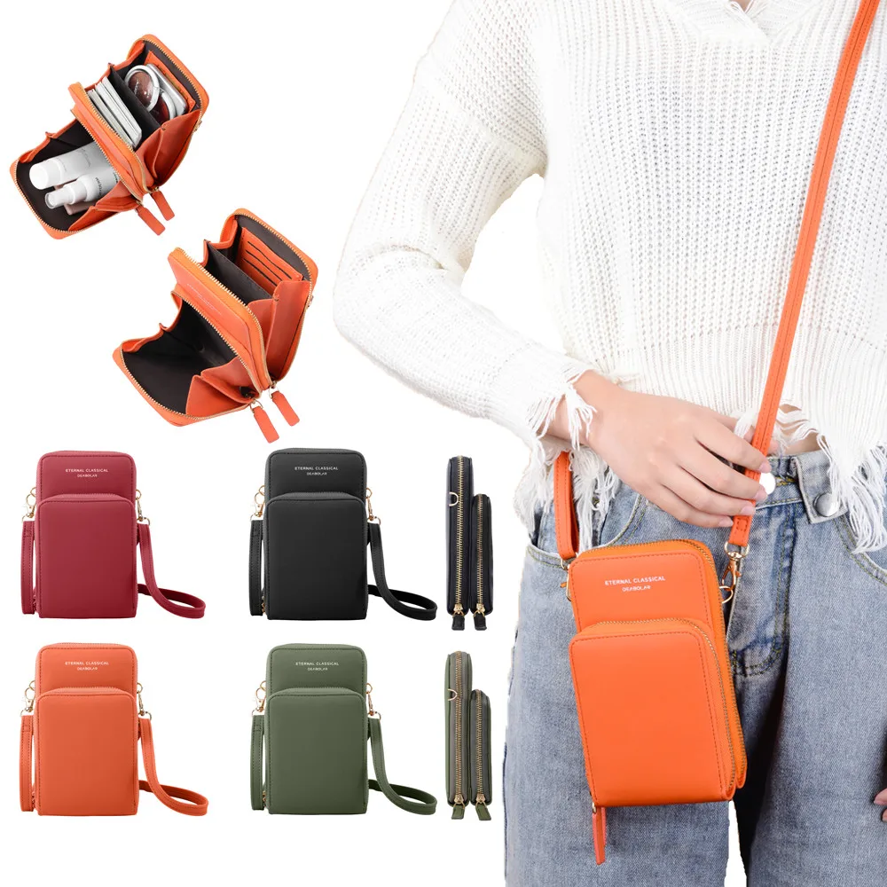 

Two-layer Zipper Crossbody Bags For Women 2020 Fashion Korean Women's Handbag Leather Wallet Ladies Shoulder Bag Female Tote Bag