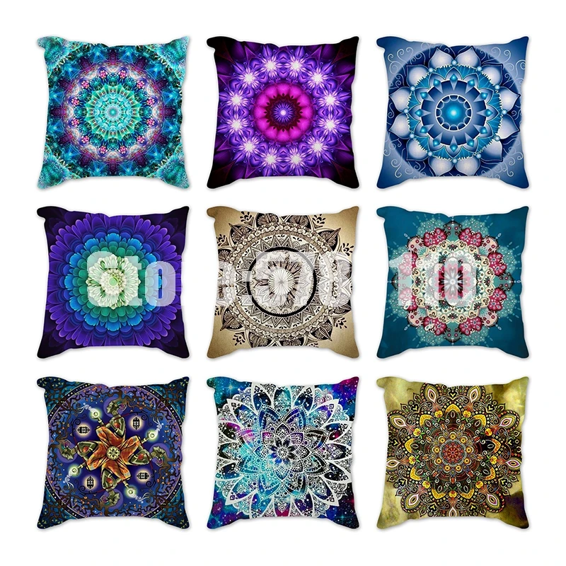 

Mandala Pillow Cover Decorative Morocco Colorful Cushion Cover 45x45cm Boho Pillow Blue Polyester Throw Pillow Sofa Bed Car