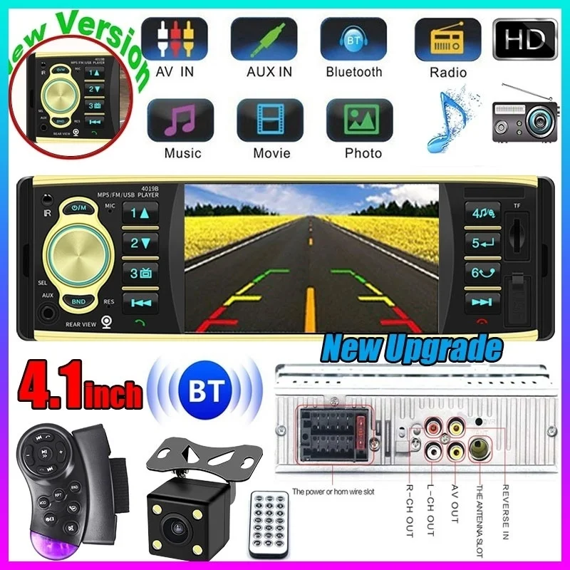 Автомобильный MP5 плеер с экраном 4 1 дюйма HD Bluetooth 1DIN громкая связь USB/AUX/FM стерео