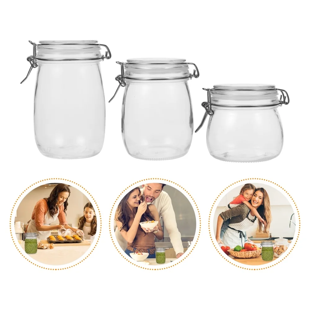 

6pcs Glass Food Containers Leak Proof Glass Jars for Home Kitchen (Transparent)