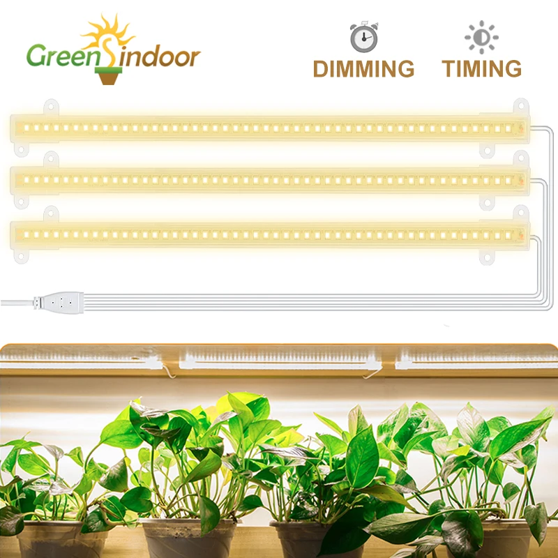 

3 шт., световые ленты для выращивания растений, 30 Вт, фитолампа с таймером и даймингом, комнатная гидропонная лампа, полный спектр 3500-нм, свети...