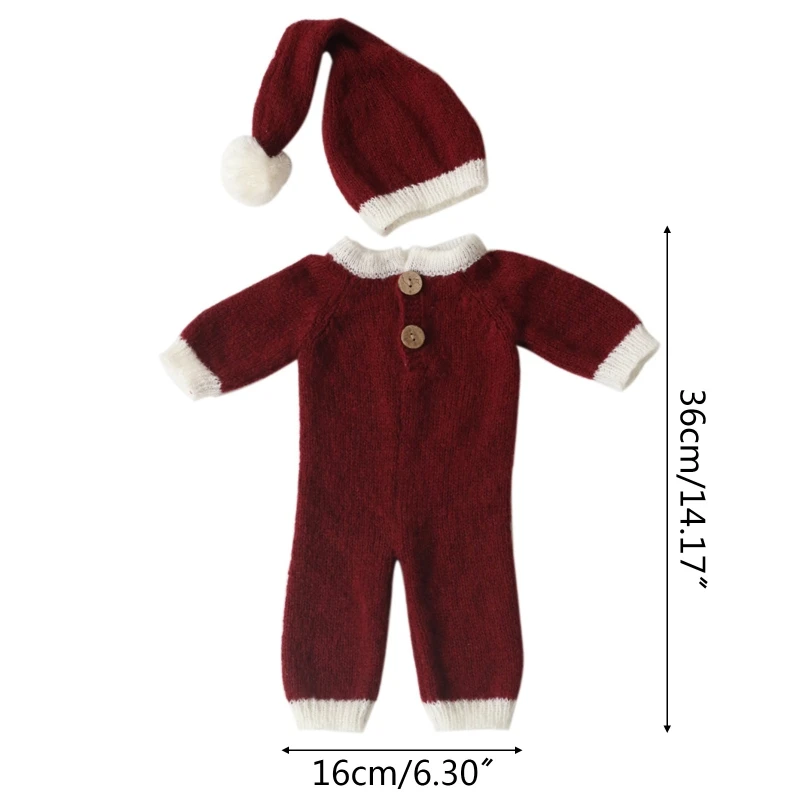 

Baby Infants Hat Romper Jumpsuit Set Christmas Theme Newborn Photography Props B36E