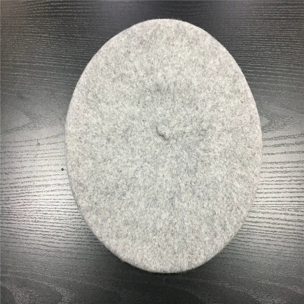 Light Heather Grey Женская шерстяная шляпа, Женские однотонные зимние шапки для девочек, женские классические шляпы в стиле художника, светло-коричневые, горчичные, розовые, фиолетовые, красные шляпы - Цвет: Light Heather Grey