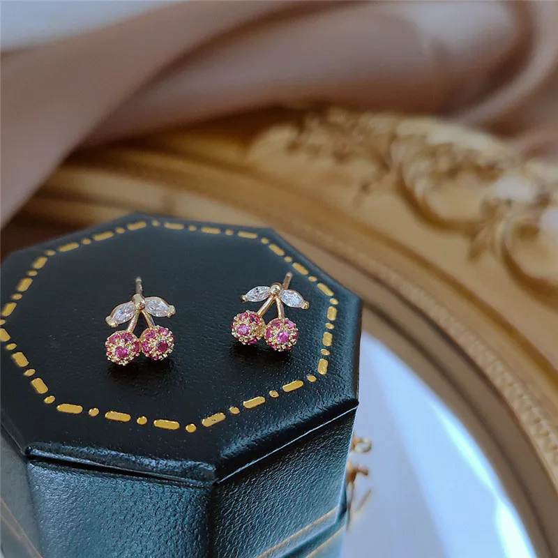 OBEAR 14K покрыто настоящим золотом в Корейском стиле креативный вишня оранжевый