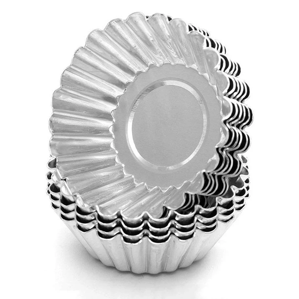 100pcs egg tart mold Portuguese chrysanthemum flower coconut round cake aluminum thick lace tower | Дом и сад