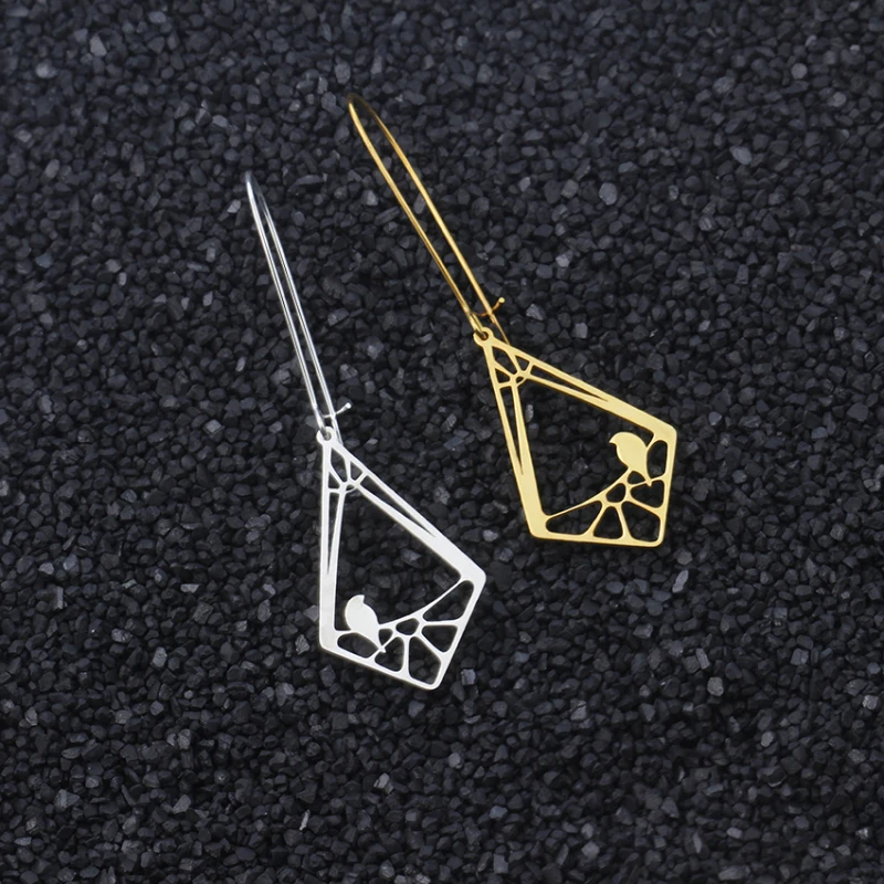 Серебряный Цвет птица и серьги в форме стилизованной птичьей клетки Женские