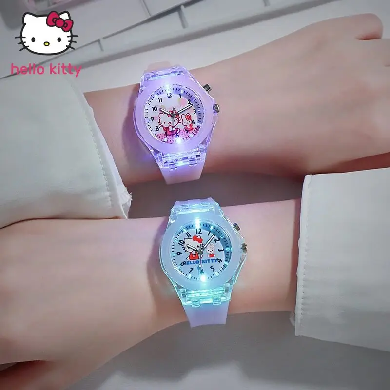 

Детские светодиодные часы Hello Kitty с силиконовым желе, спортивные цифровые часы со светодиодной подсветкой, детские часы для девочек, часы в п...