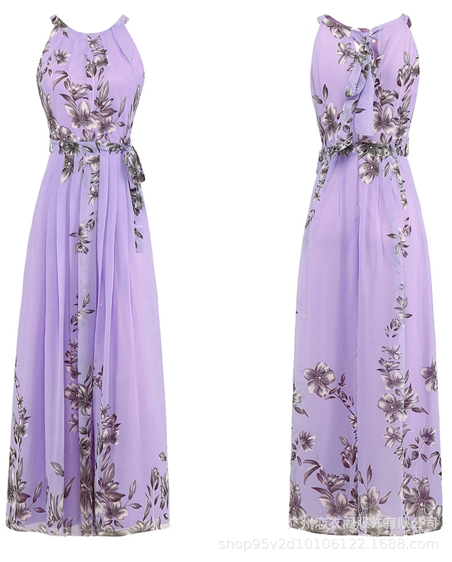 

new European and American women's dress foreign trade source street fashion womwn'sChiffon neck dress skirt