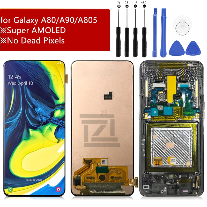 Super AMOLED для Samsung galaxy A80 ЖК-дисплей сенсорный экран дигитайзер в сборе A90 A805 SM-A805F/DS lcd