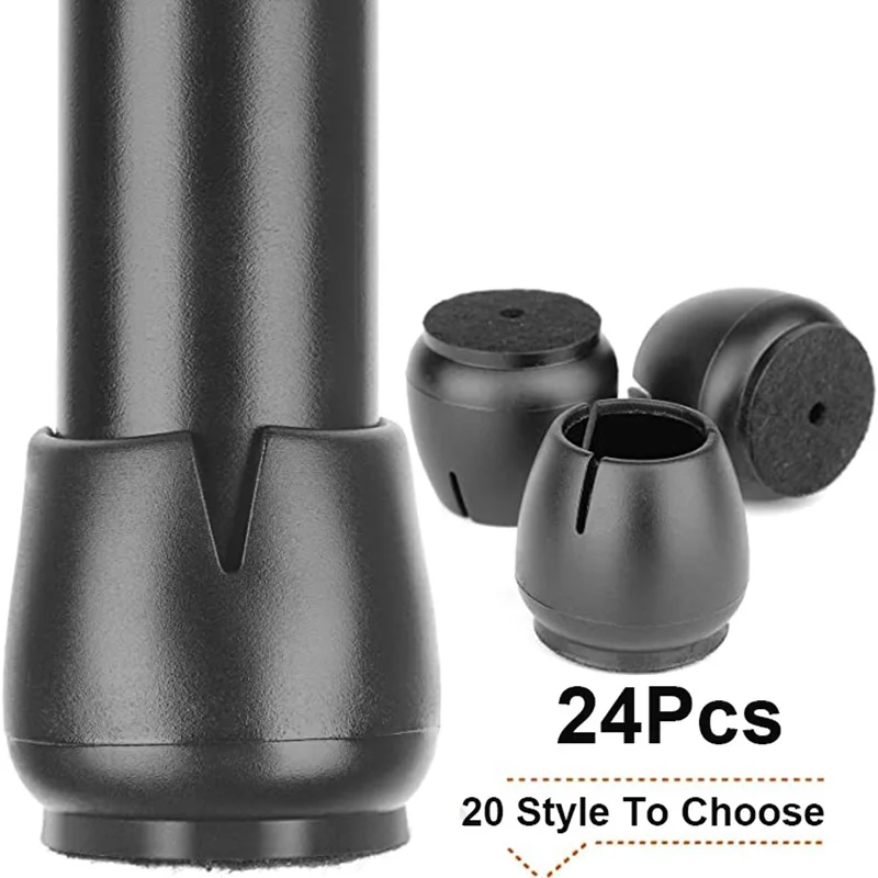 

Upgraded 24Pcs Silicone Table Chair Leg Mat Table Chair Leg Caps Foot Protection Bottom Cover Pads Wood Floor Protector