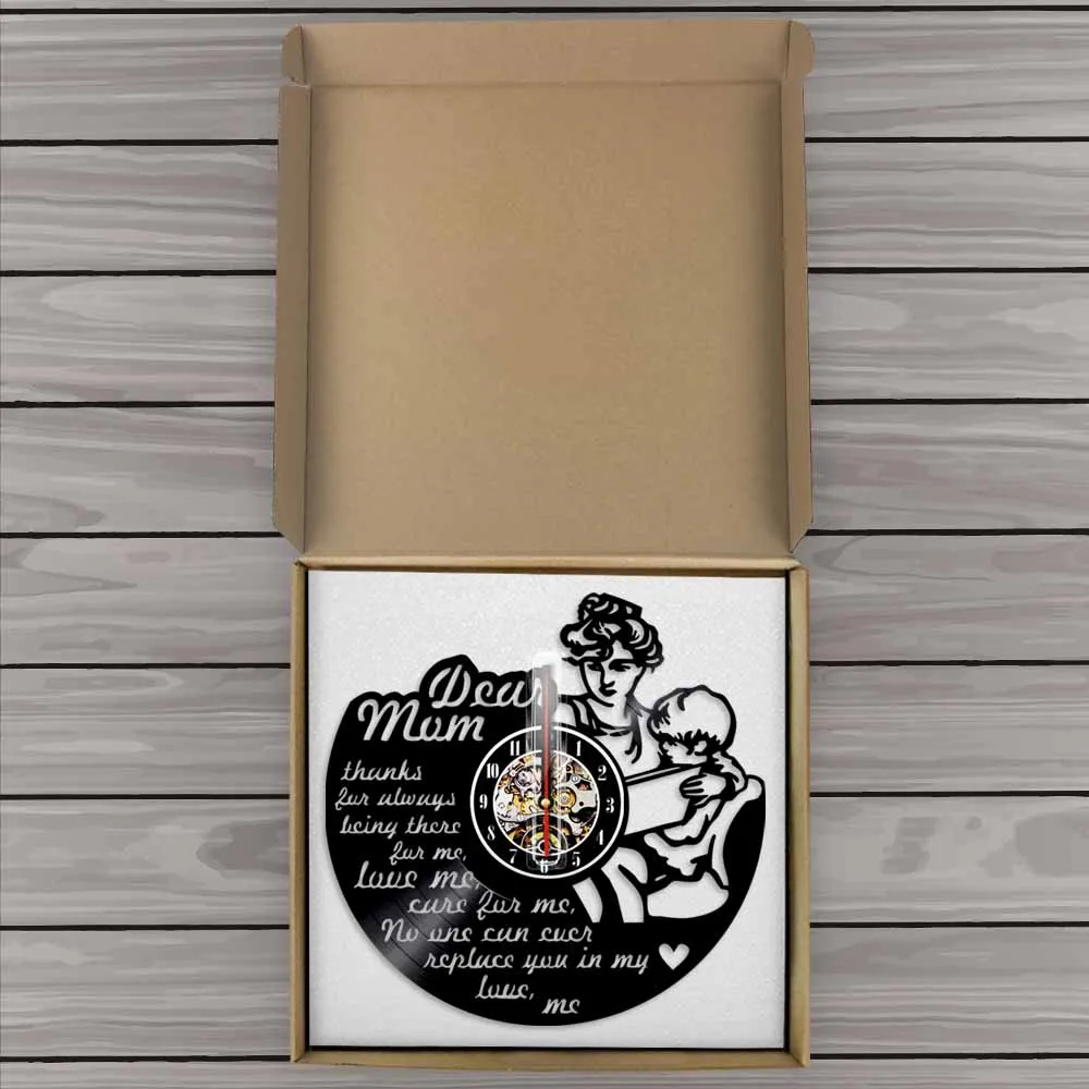 

Happy Mother's Day Vinyl Record Wall Clock Creative Wall Art Room Decor Handmade LED Clock Gift For Mom's Day