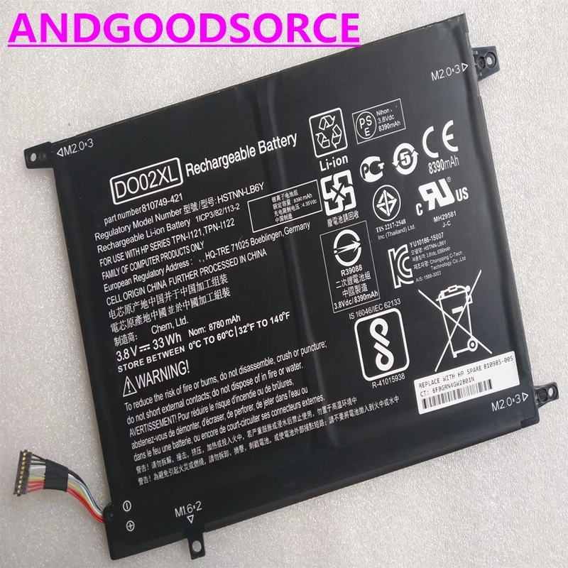 

Оригинальная Аккумуляторная Батарея DO02XL для HP Pavilion x2 10 Tablet 10-N100 10-N121TU 10-N122TU HSTNN-LB6Y I122 810985-005 810749-421