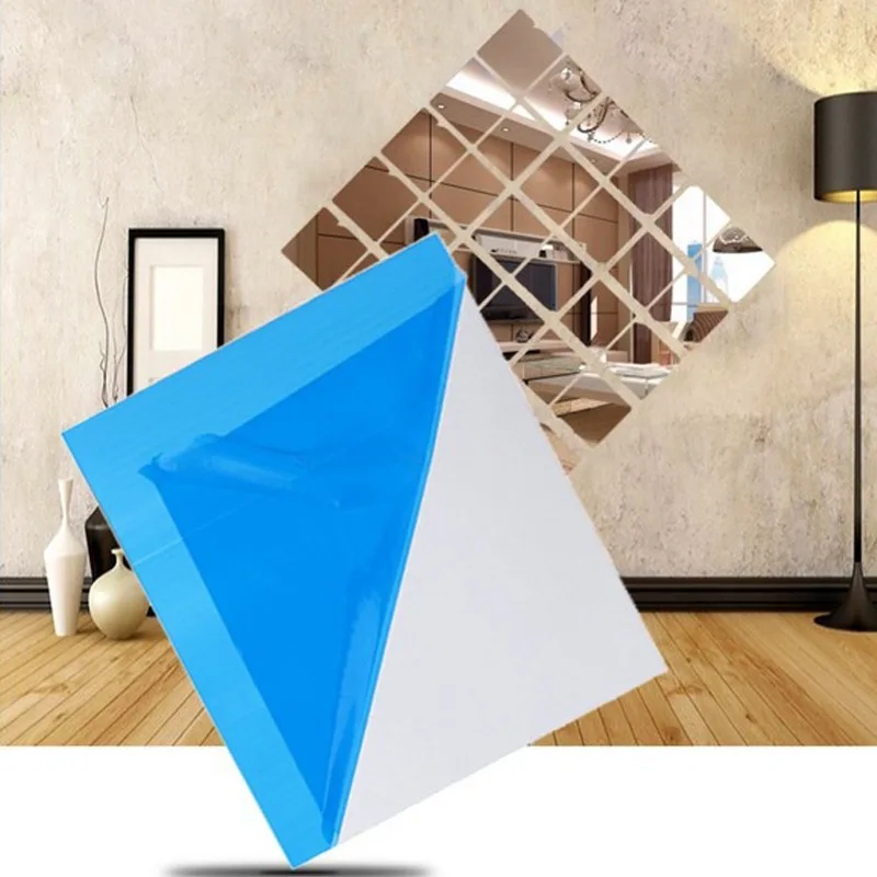 

4Pcs 30*30cm*0.2mm Glass Tile Square Mirror Wall Stickers Decoration DIY Self-adhesive Long Mirrors Home Living Room Decal