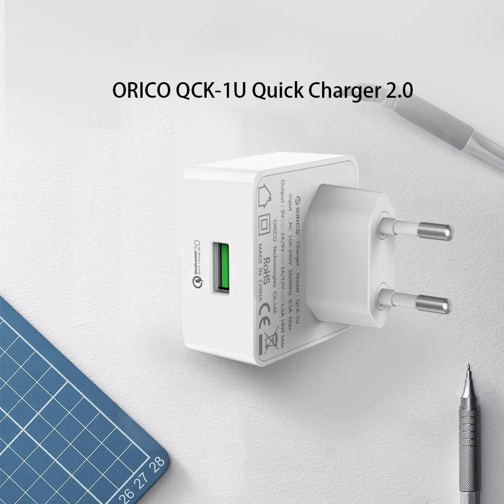 Быстрое зарядное устройство ORICO QC3.0 QC2.0 USB настенное умный адаптер с кабелем Micro
