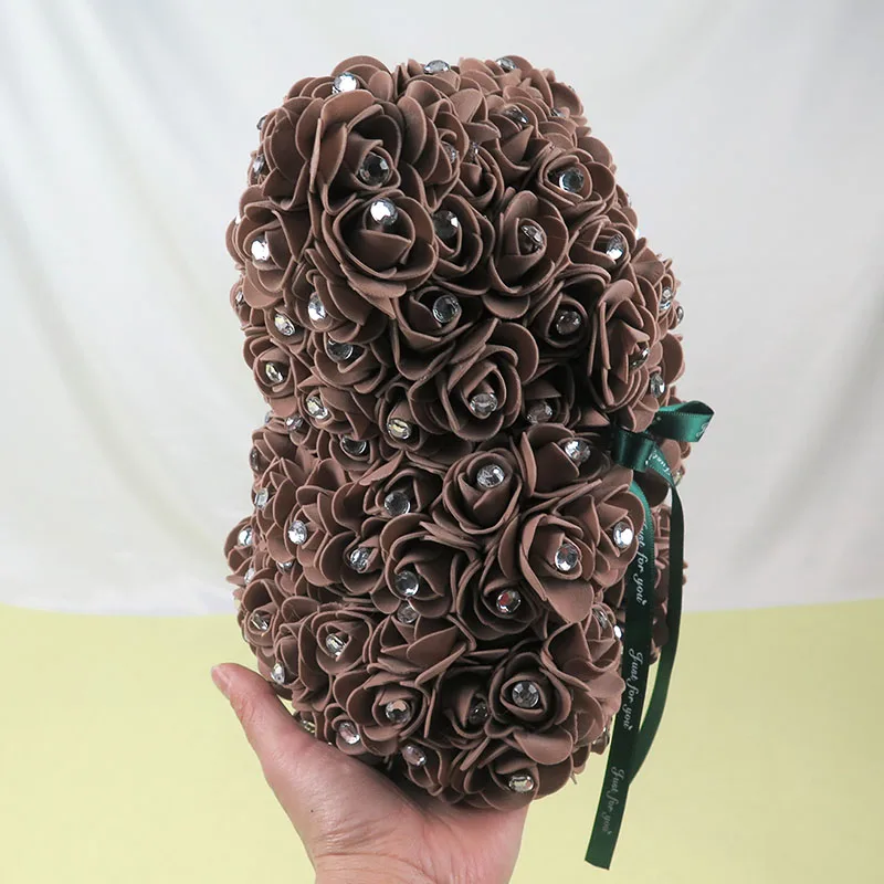 25 см искусственные цветы Роза медведь Стразы колокольчик новый дизайн Тедди для