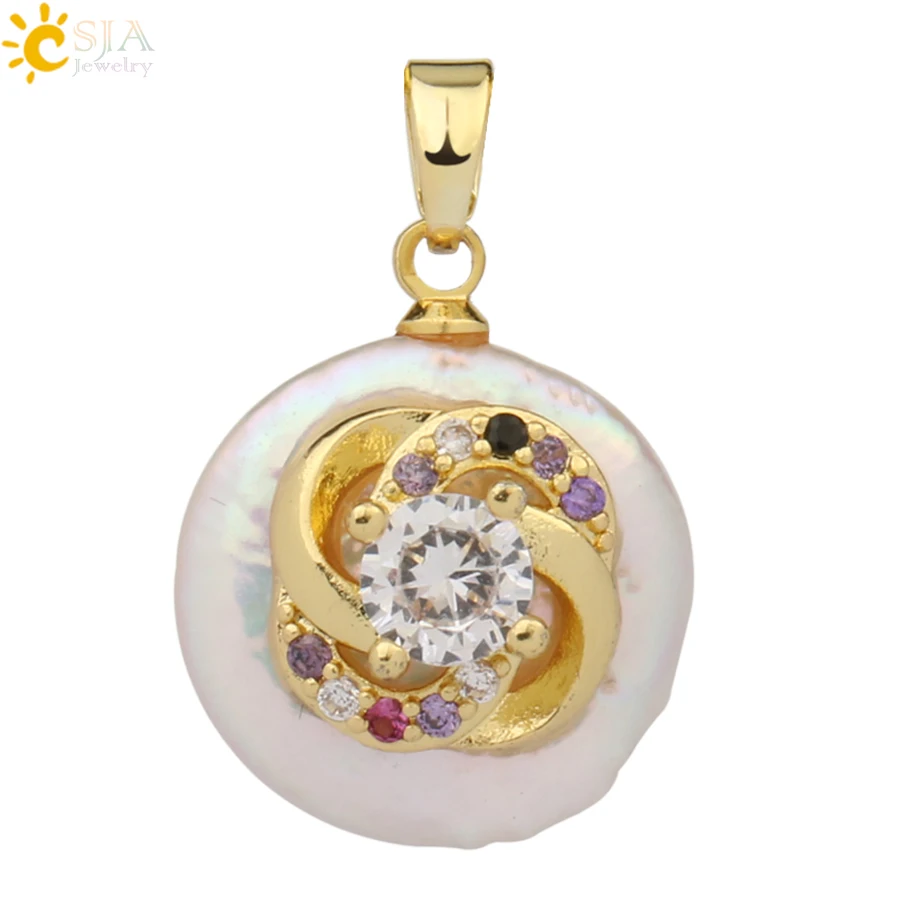 Pendant-G Csja кулон из пресноводного жемчуга, крошечное ожерелье из бисера, сердце из фианита подвески в форме цветов для детей, милое колье для девочек, модные украшения, G213 - Окраска металла: Pendant-G