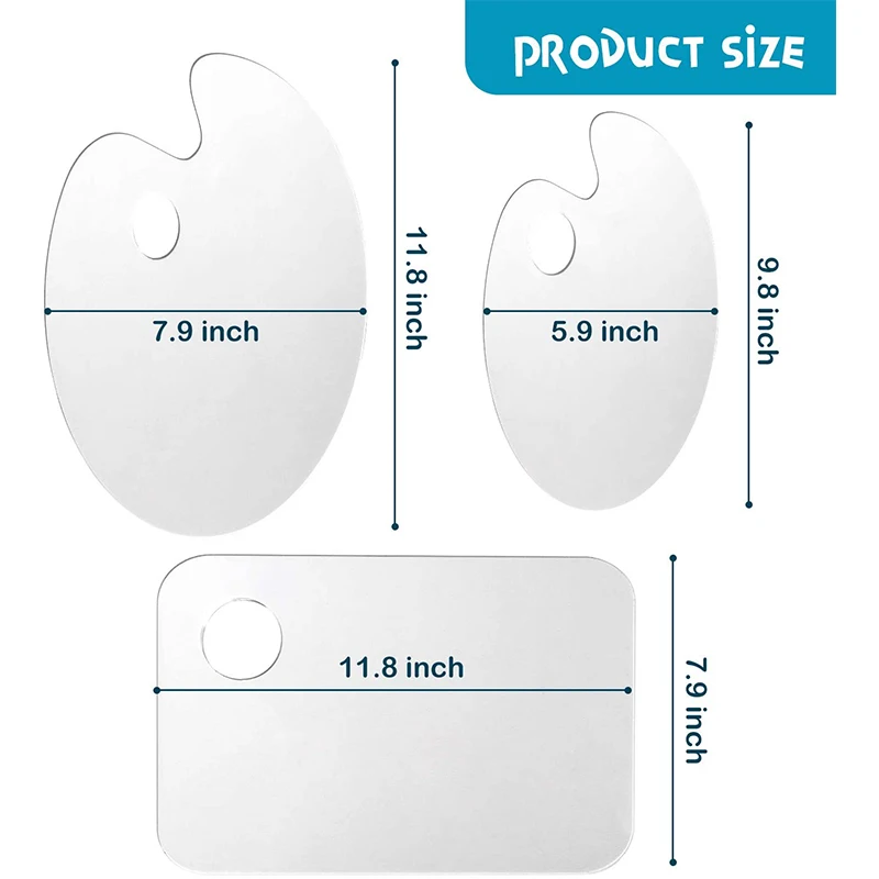3 шт. акриловая Палитра для рисования прозрачная палитра рукоделия