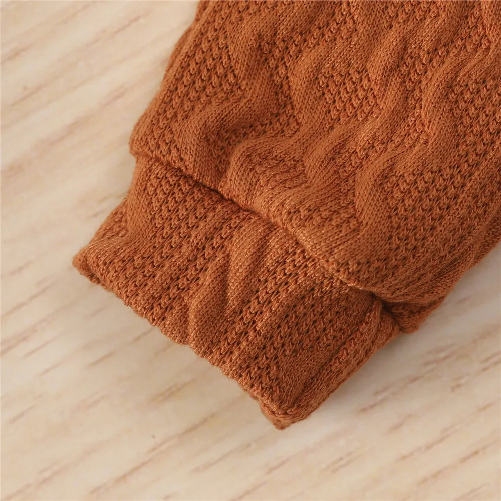 0-24 Months Newborn Baby Knitted Warm Romper Tops Pants 2Pcs Suit Toddler Girl Boy Long Sleeve Fall Winter Homewear 2021
