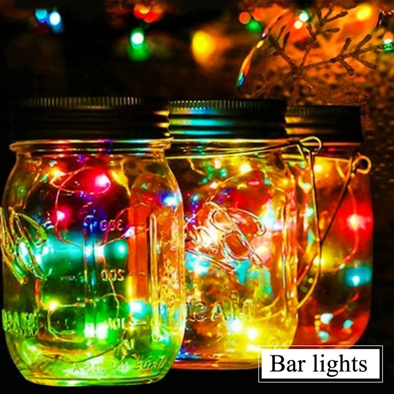 

6PCS Solar Party Jar Lights 20 Led String Fairy Firefly Lights Lids Insert With Hooks For Patio Lawn Garden Decors No Jars Party