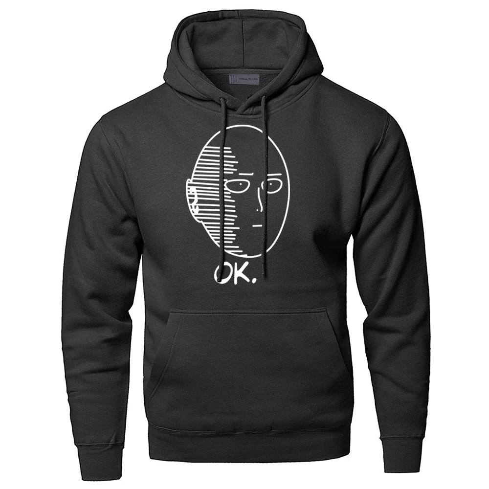 One Punch Man толстовка мужская OK Saitama толстовки зима осень теплая забавная уличная одежда с японскими аниме-принтами спортивная одежда - Цвет: Black 5