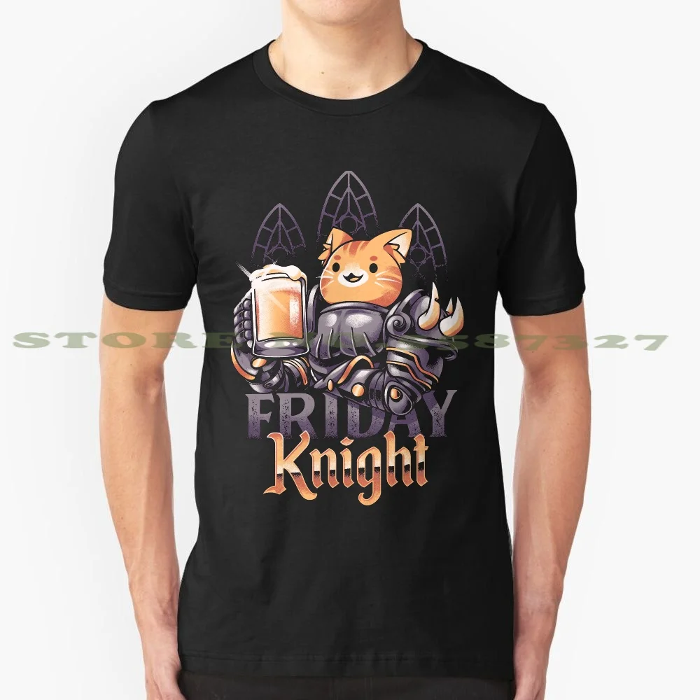 Friday Knight/Летняя забавная футболка для мужчин женщин средневековый кот котенок