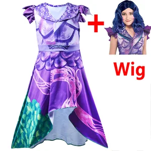 descendants kids halloween girls carnival party girls costumes girls cosplay costume descendants 3 purple dress cosplay costume free global shipping