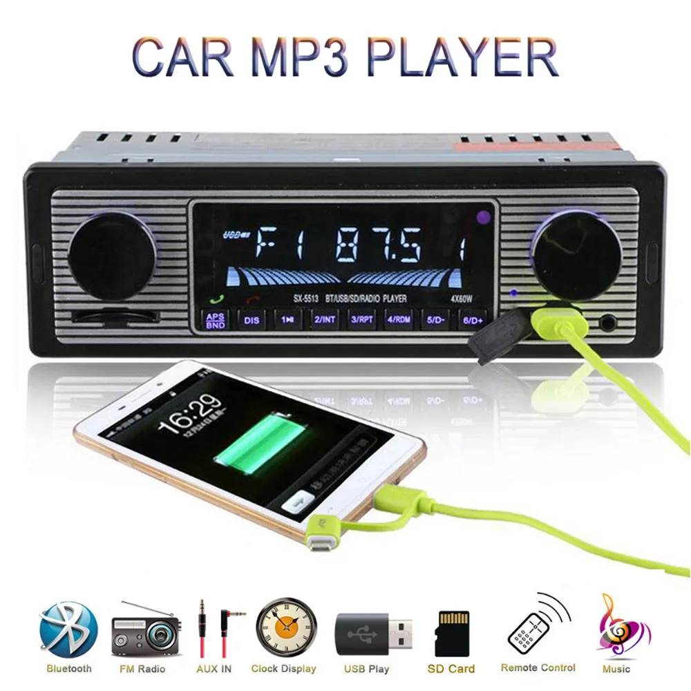 Автомагнитола в винтажном стиле стерео система с поддержкой Bluetooth FM SD AUX RCA