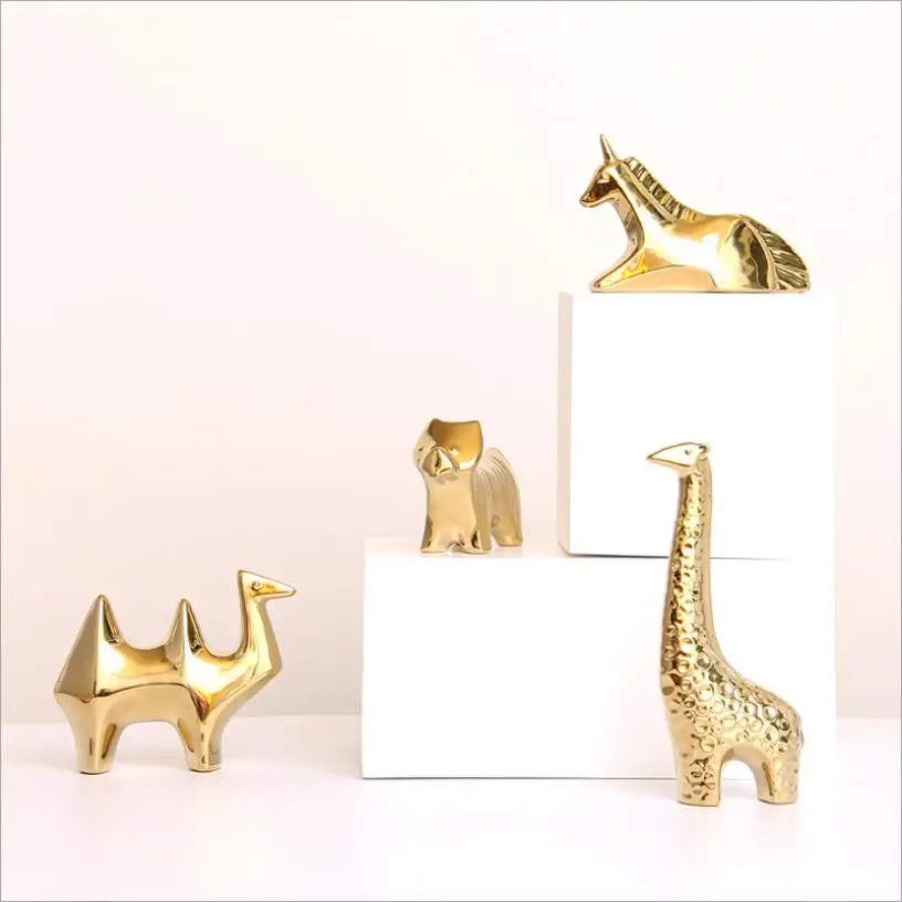 

Golden fashion Nordic model room ceramic decorations electroplating small decorations living room coffee table soft decorations