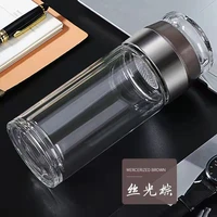 new double layer tea and water separation glass cups insulated tea cups business gifts mens glass cups for making tea