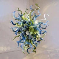 rustic chain pendant lighting baby blue olive green handicraft wonderful hand blown glass art chandelier 20 by 24 inches