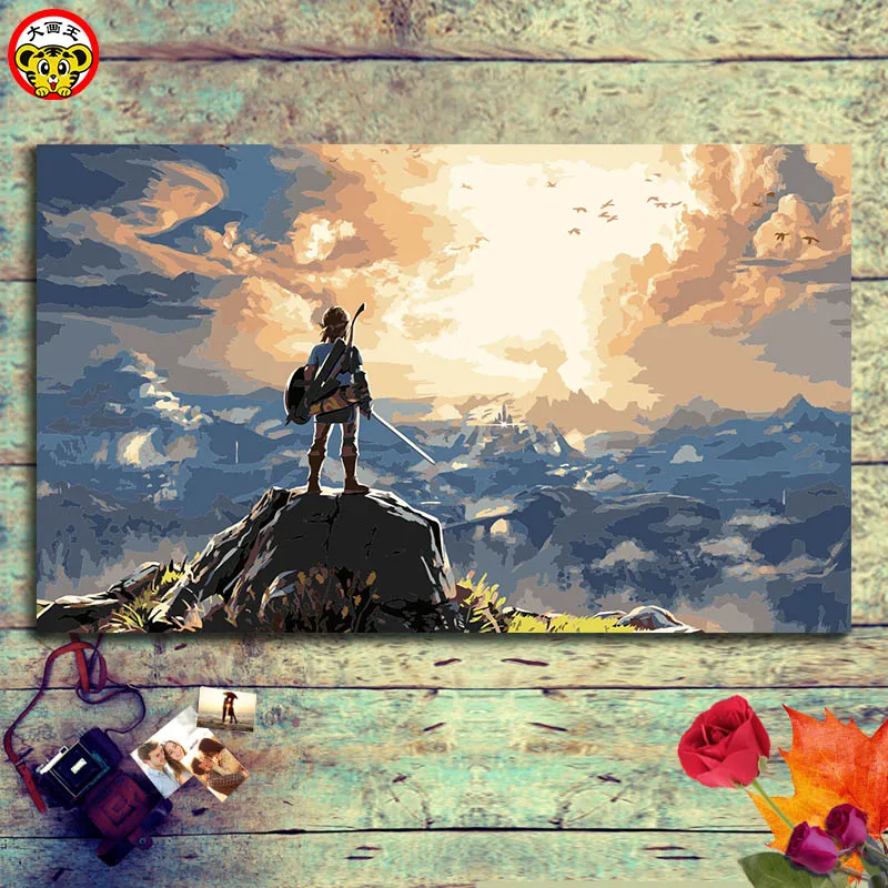 

Painting by Numbers Art Paint by Number Wilderness Drawing Coloring on Canvas One Piece Cartoon Propylene Pastoral 30*45m Cotton