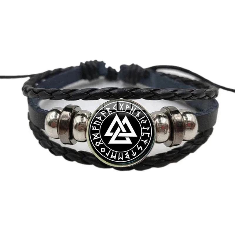 Славянская Норвегия Valknut языческий Амулет браслет Odin женский символ стеклянный