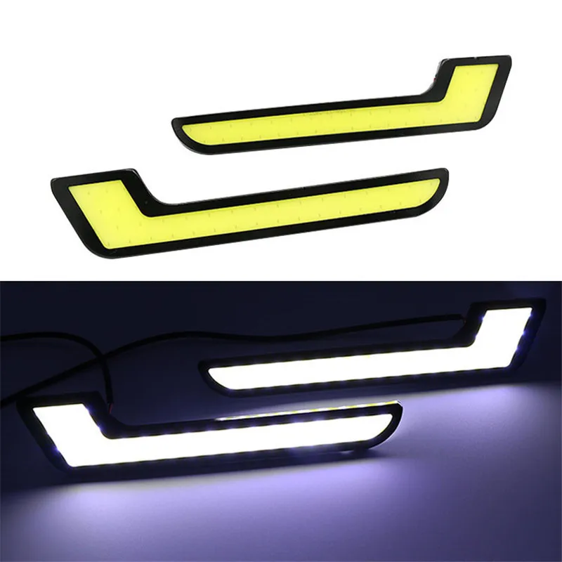 

2pcs/lot 1 Pair High Power L Shape COB LED Car DRL Daytime Running Lights Fog Lamp White DC12V
