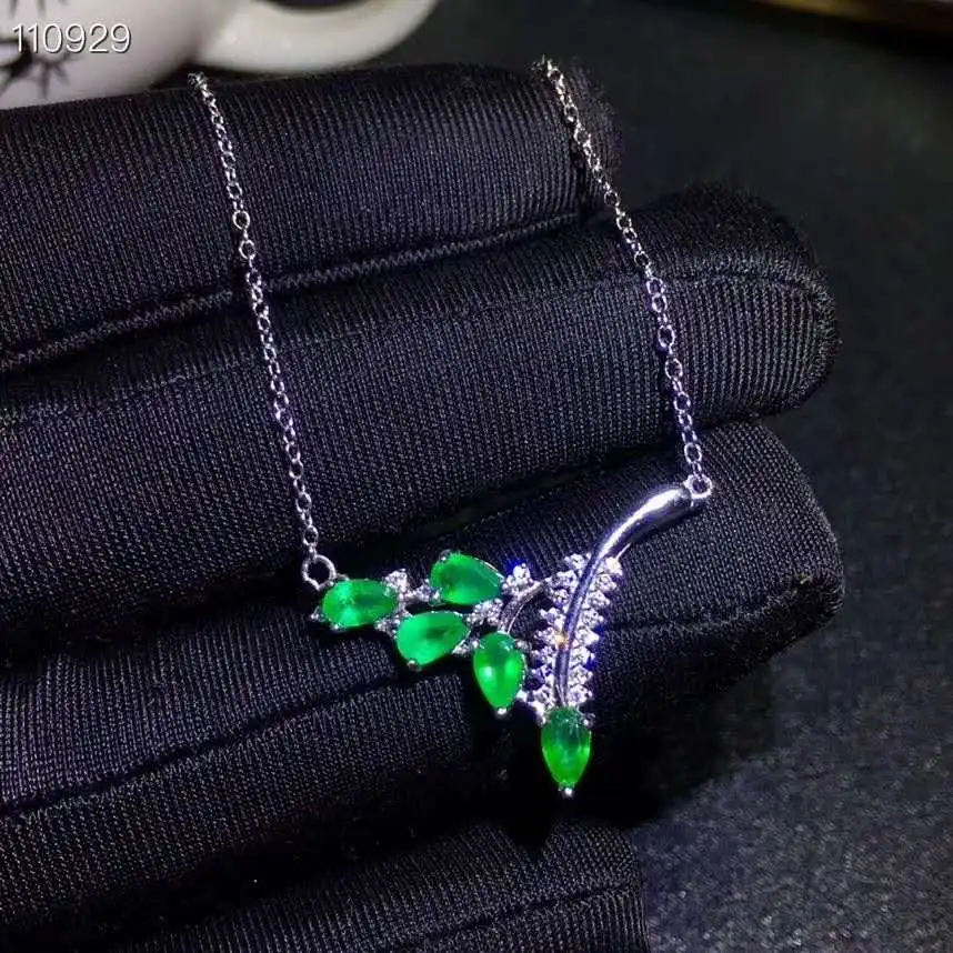 Из натурального Изумрудного ожерелья изумруд камень кулон сплошной S925