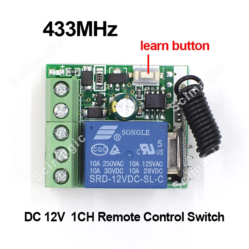 

Hot 433Mhz Wireless Remote Control Switch 12v 10A 1CH relay Receiver Module RF Transmitter with 433 Mhz Remote Controls