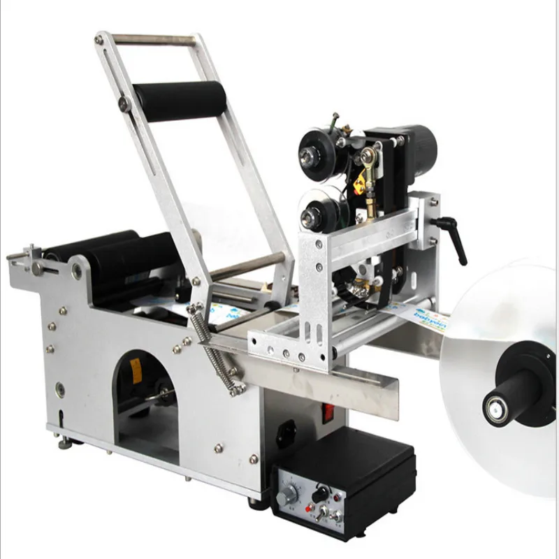 

New arrived round bottle manual labeling machine with date printer, labeling printing machine