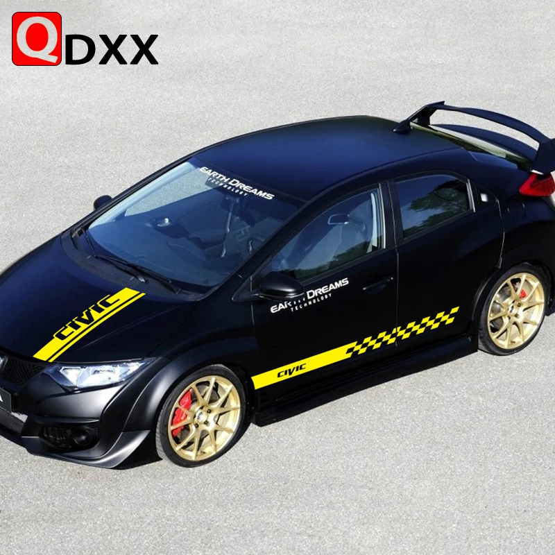 Автомобильная наклейка на дверь и боковую юбку для Honda Civic TypeR Hatchback Sedan крышку