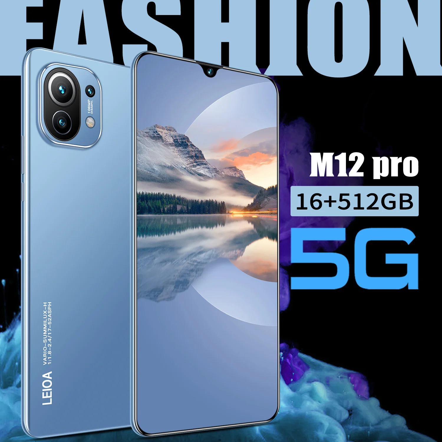 

16+512GB Smart Phone 2021 New M12 Pro 7.1 Inch Drop Screen 5G Network Fingerprint Unlock 6800mAh 24+48MP Mobile Phone 10 Core