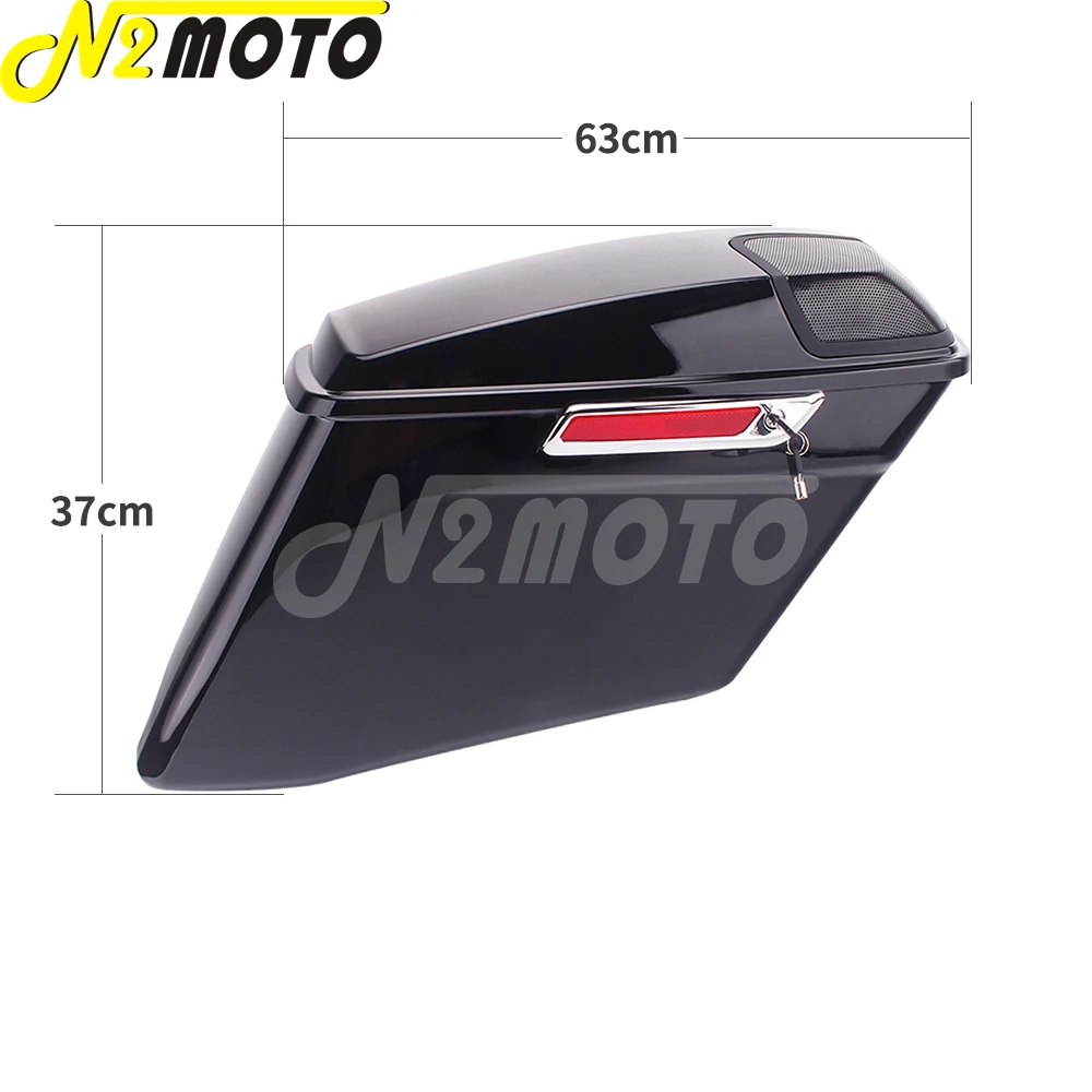 

4.5" Motorcycle Black Stretched Extended Saddlebag w/ Hardware Cover Kit Side Bag For Harley Street Road Electra Glide Road King