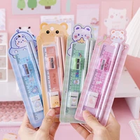 1set pencil ruler earser sharpener 5 in 1 stationery set for boy girls kids gift school children student student stationery