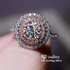 Кольца для женщин S925 розовые бриллиантовые фианиты Свадебные ювелирные изделия для невесты роскошные дизайнерские украшения CC593